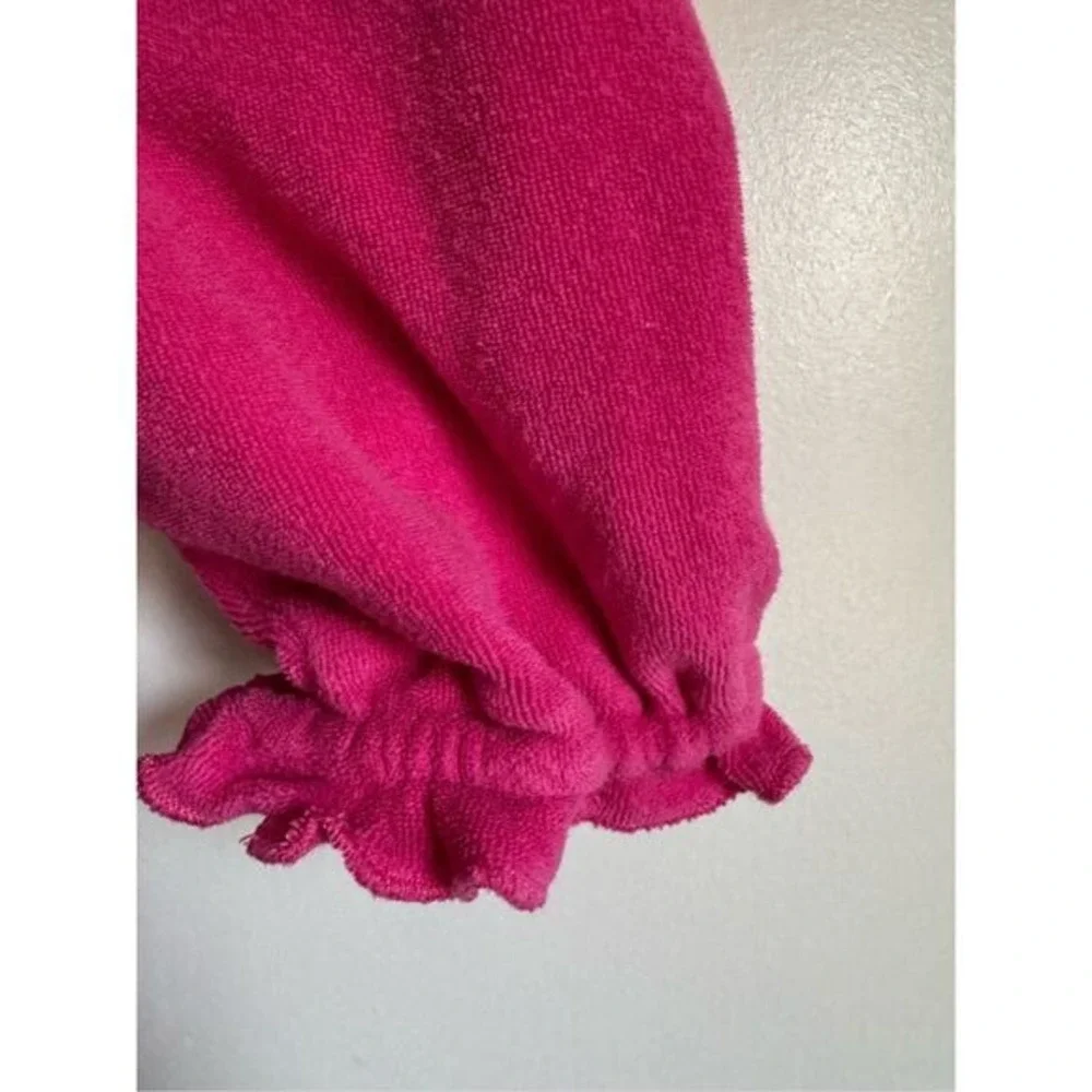 Ralph‎ Lauren Baby Girl sz 9 Mo Pink Terrycloth Rutched Ruffle One Piece Beachy